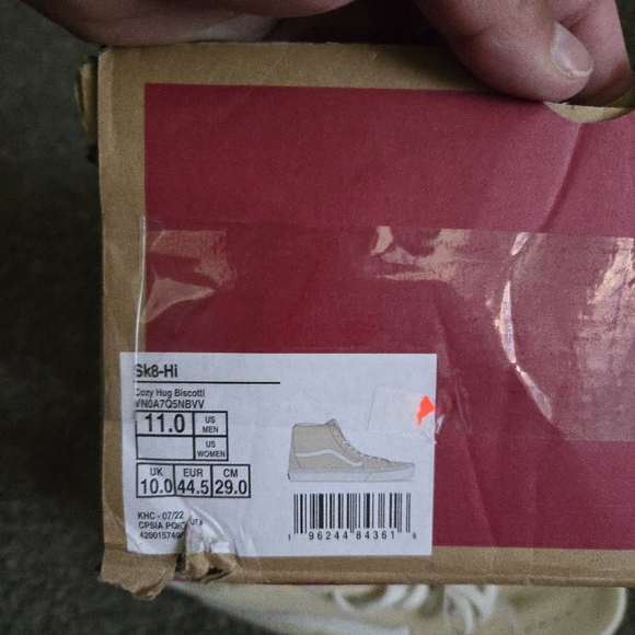 Vans Sk8 Hi Cozy Hug Men Size 11 Biscotti Tan And White Faux Fur 062025 - Picture 7 of 7